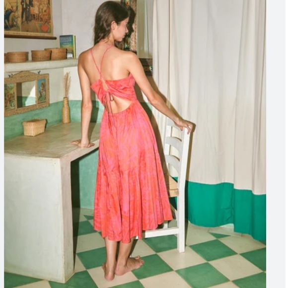 Corey Lynn Calter CHRISLEY DRESS-SHELL Flamingo Open Tie Back Medium New $298 - Picture 1 of 15